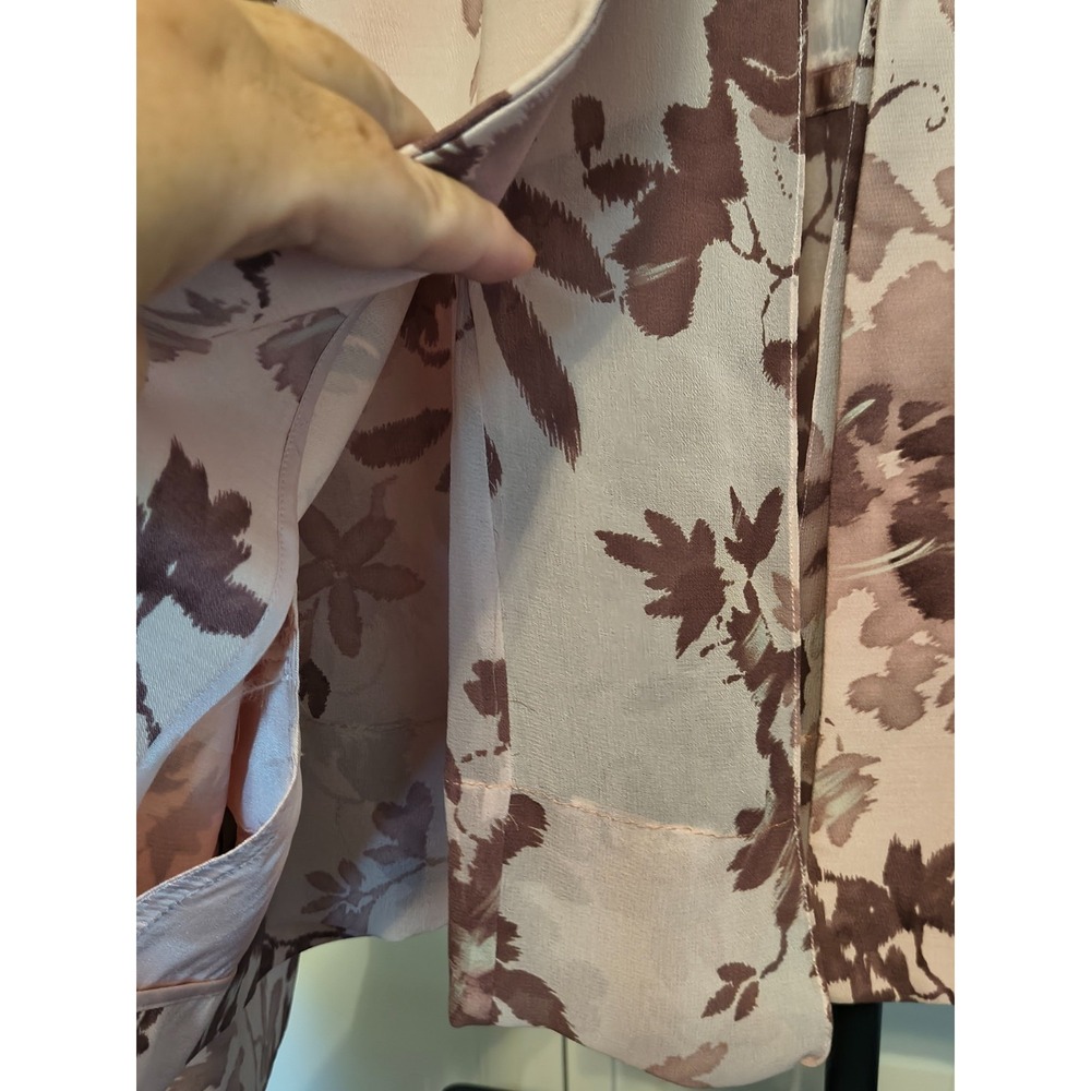 Linda Allard Ellen Tracy Silk Trimmed Silk & Wool Floral Jacket 8 - Picture 6 of 7